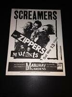 Screamers Zippers Mutants Rare Early Mabuhay Gradens Punk Flyer