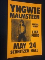 Yngwie Malmsteen Lita Ford Rare Original Portland Oregon Concert Poster